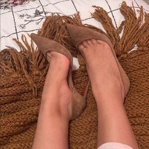 Christian louboutins suede d’orsay stiletto pumps